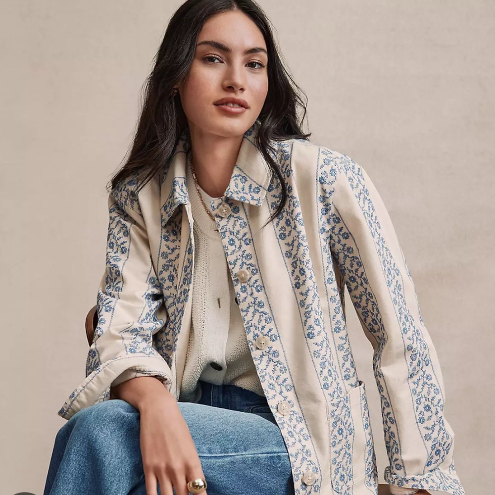 Floral Stripe Chore Coat